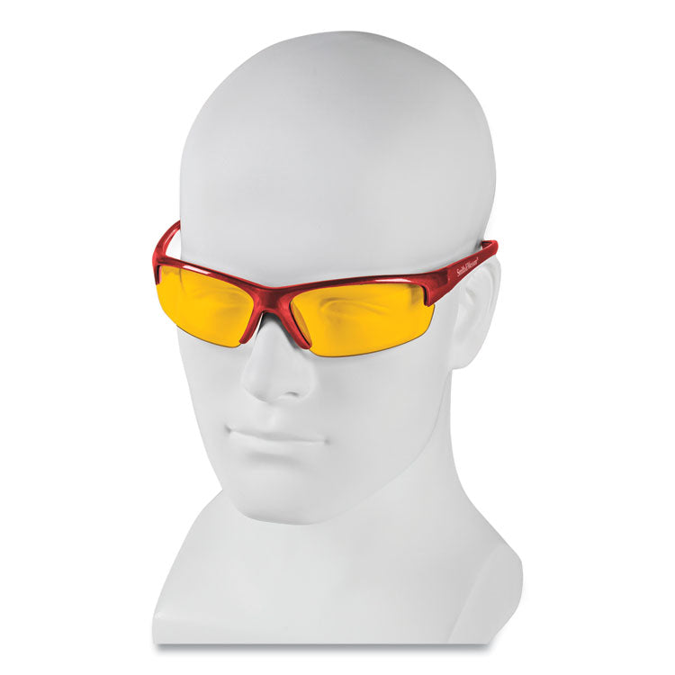 Equalizer Safety Glasses, Red Frames, Amber/yellow Lens, 12/Box