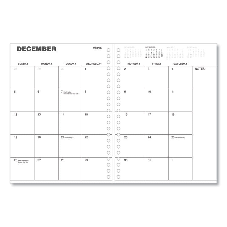 Monthly Planner, 11 x 8, Black Cover, 14-Month: Dec 2025 to Jan 2027