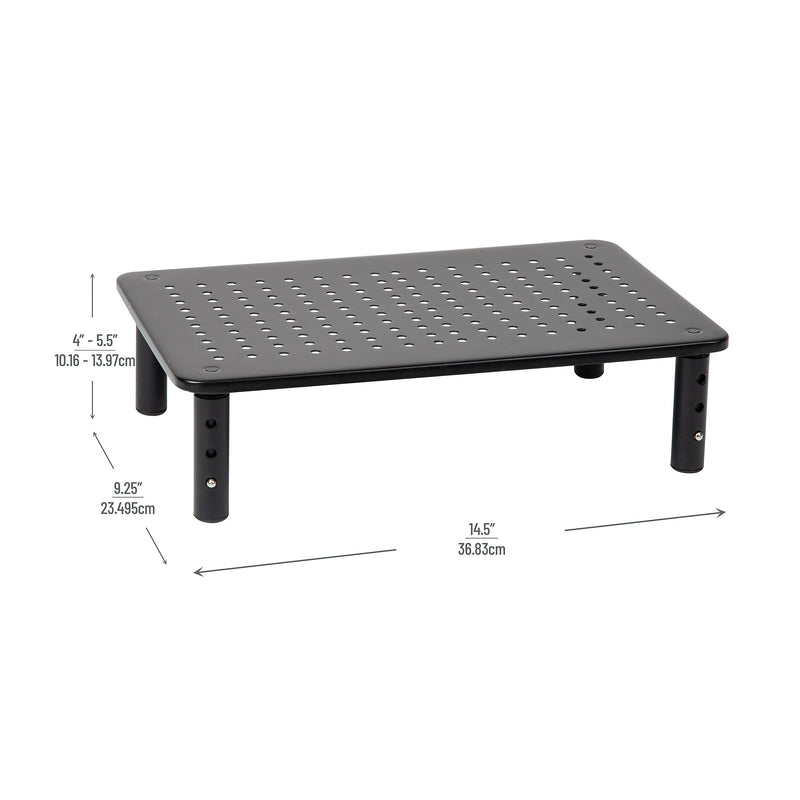 Mind Reader Ventilated Metal Adjustable Monitor Stand, Up to 44 lbs., Black, 2/Pack (4LEGM2PK-BLK)