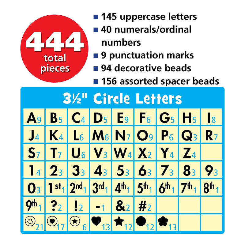 Teacher Created Resources Friendship Beads Circle Letters, Multicolored, 440/Pack (TCR6622)
