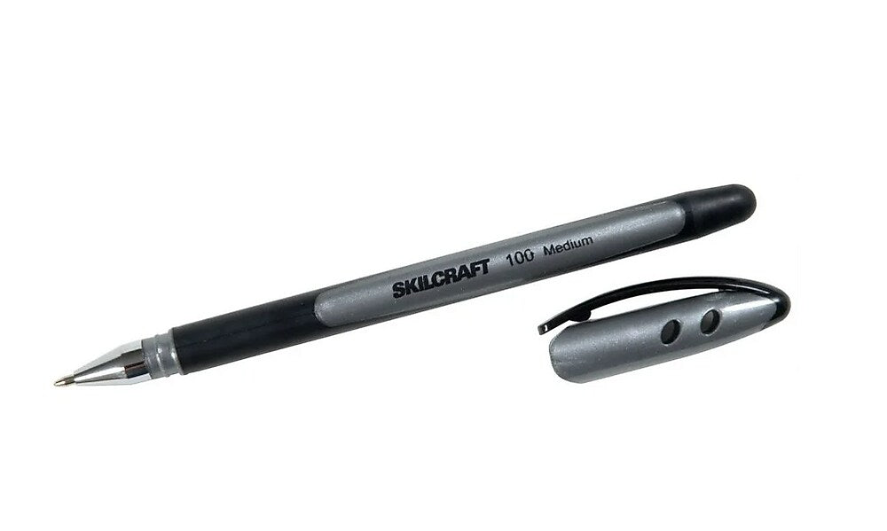 Ability One 100 Ballpoint Pen, Medium 1.0mm, Black Ink, Dozen (NSN4220318)