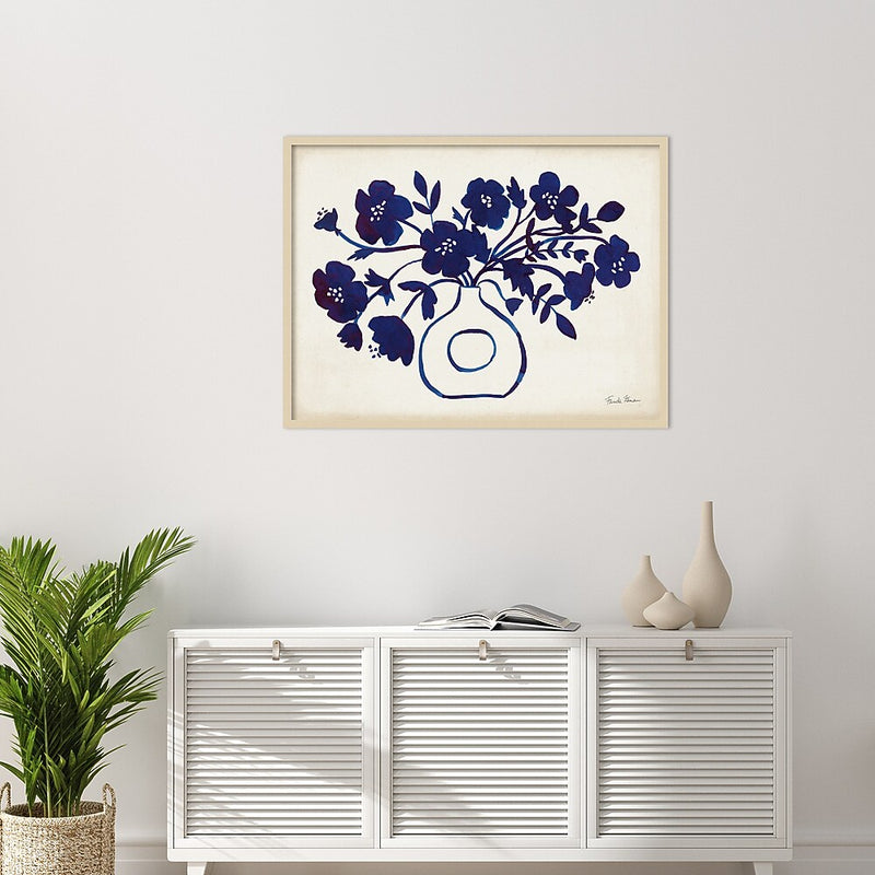 Amanti Art Modern Blue Vase II by Farida Zaman Wood Framed Wall Art Print, 41" x 31" (A42677389283)