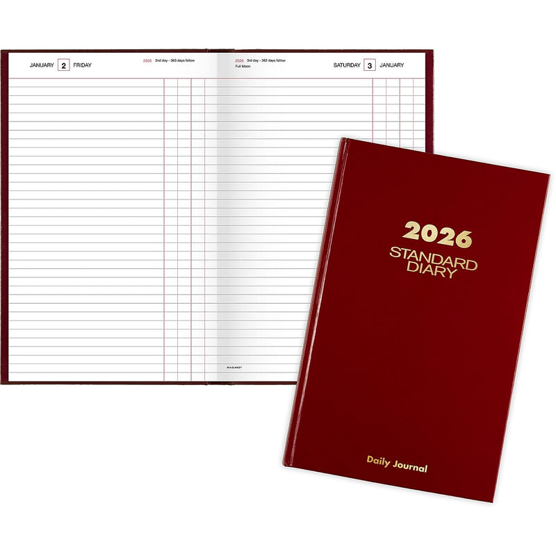 AT-A-GLANCE 2026 Hardcover Diary, 7.75" x 12", Ruled, Red (SD377-13-26)