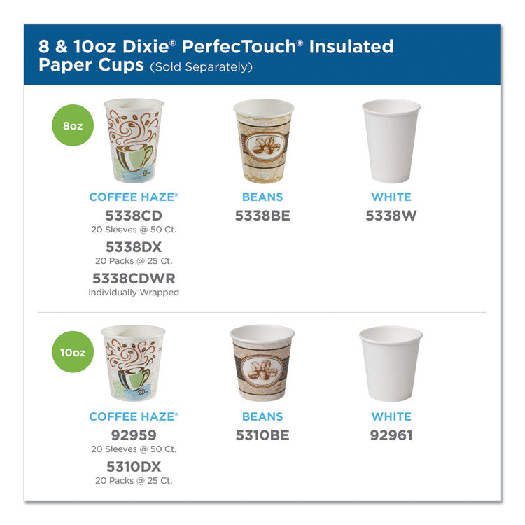 PerfecTouch Paper Hot Cups, 16 oz, Coffee Haze Design, 25/Sleeve, 20 Sleeves/Carton