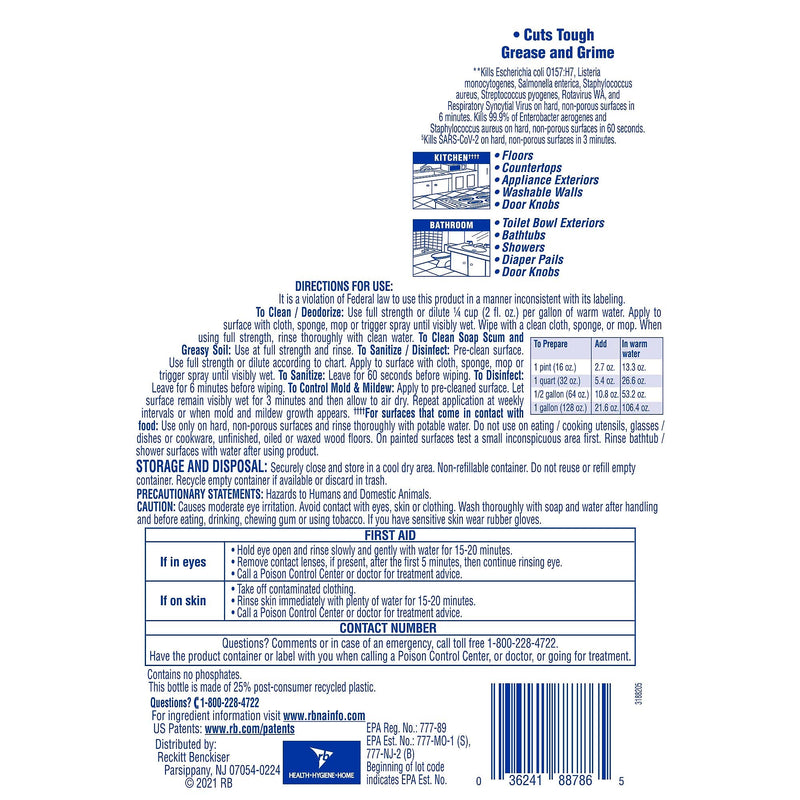 Lysol Clean & Fresh Disinfecting Multi-Surface Cleaner Degreaser, Lavender & Orchid Essence Scent, 144 oz. (36241-88786)