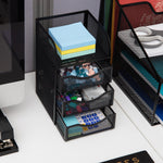 Mind Reader 4-Compartment Metal Desk Organizer, Black (MESHMINI-BLK)