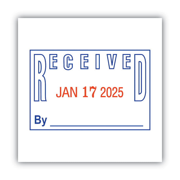 Model S 360 Two-Color Message Dater, 1.75 X 1, "received", Self-Inking, Blue/red