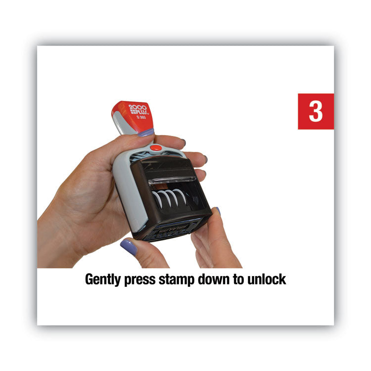 Model S 360 Two-Color Message Dater, 1.75 X 1, "received", Self-Inking, Blue/red