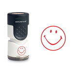 Pre-Inked Round Stamp, Smiley, 0.63" dia, Red