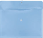 JAM Paper Premium Plastic Filing Envelope with Button & String Closure, 3" x 18", Blue, 3/Pack (457B1BUX3)