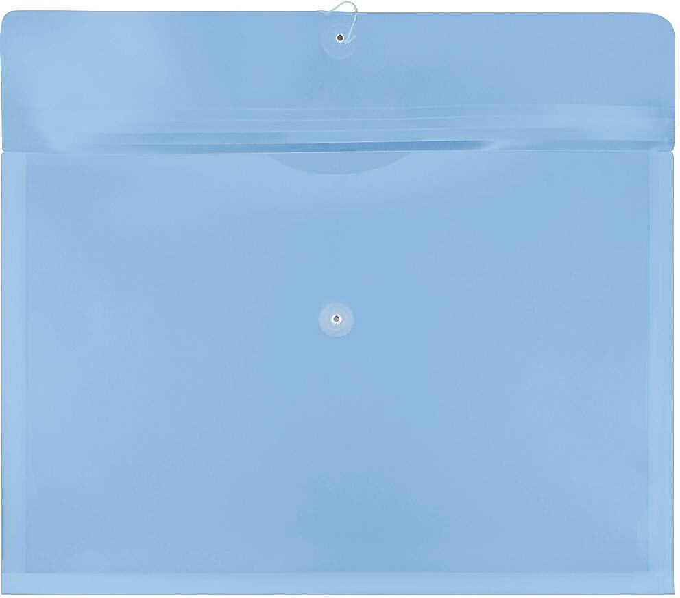 JAM Paper Premium Plastic Filing Envelope with Button & String Closure, 3" x 18", Blue, 3/Pack (457B1BUX3)
