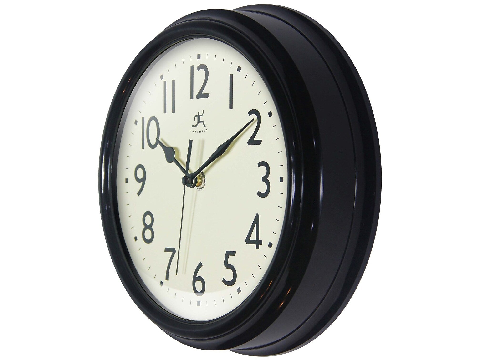 Infinity Instruments Nostalgic Wall Clock, Plastic/Glass, 9.5"Dia. (20306BK-4544)
