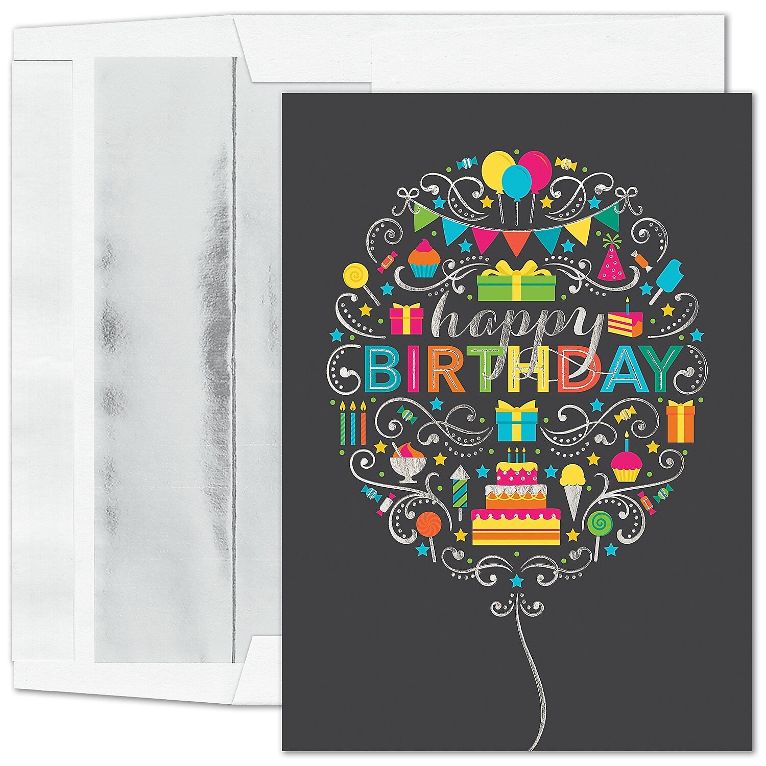 "Perfect Birthday" Card w/ Silver Lined White Envelope, 100/BX