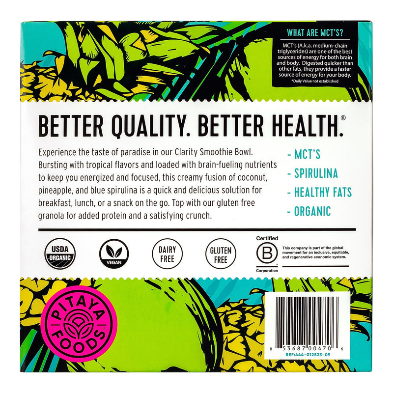 Pitaya Foods Organic Smoothie Bowl, Clarity, 6 oz, 6/Pack (220-02482)