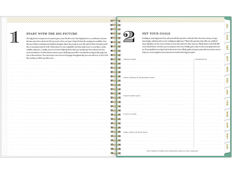 2024-2025 Blue Sky Day Designer Palms 8.5" x 11" Academic Weekly & Monthly Planner, Plastic Cover, White/Green (137891-A25)