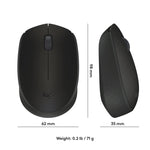 Logitech M170 Wireless Ambidextrous Optical Mouse, Black (910-004940)