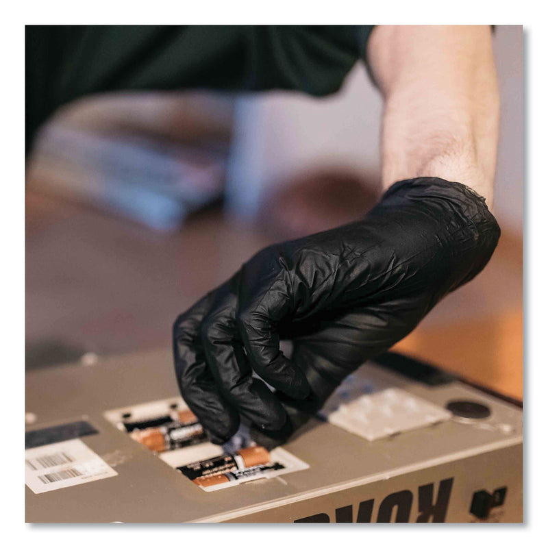 GloveWorks by AMMEX Industrial Nitrile Gloves, Powder-Free, 6 mil, Small, Black 100 Gloves/Box, 10 Boxes/Carton