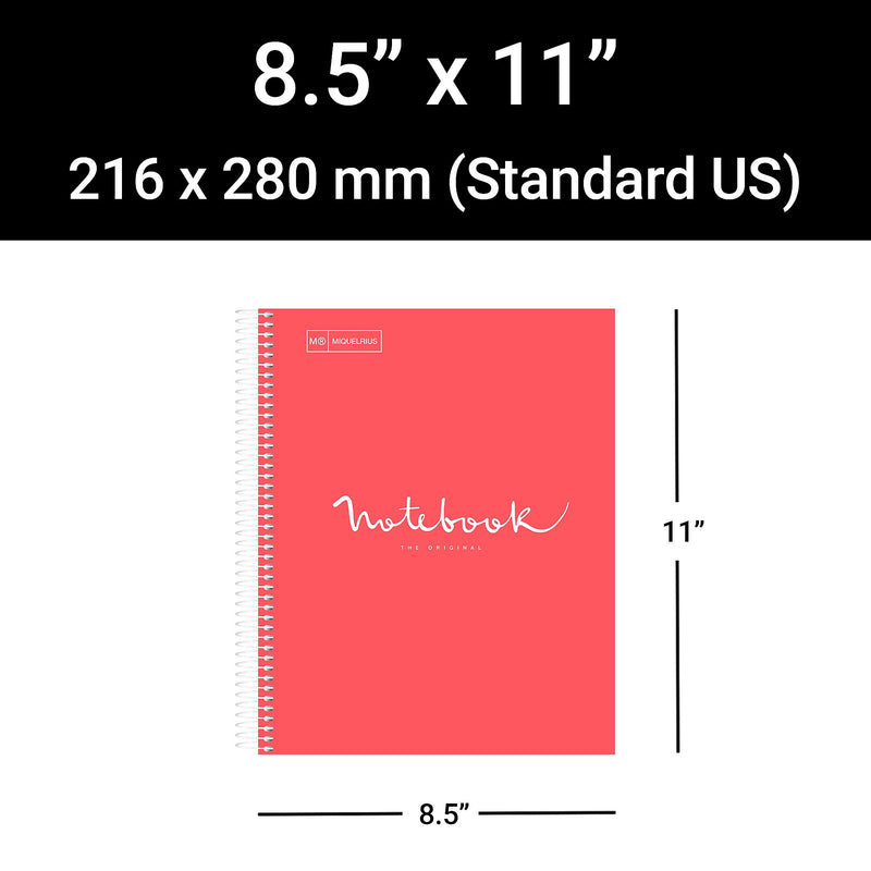 Miquelrius Emotions 1-Subject Composition Notebook, 8.5" x 11", College-Ruled, 80 Sheets, Coral, 5/Pack (48284CS)