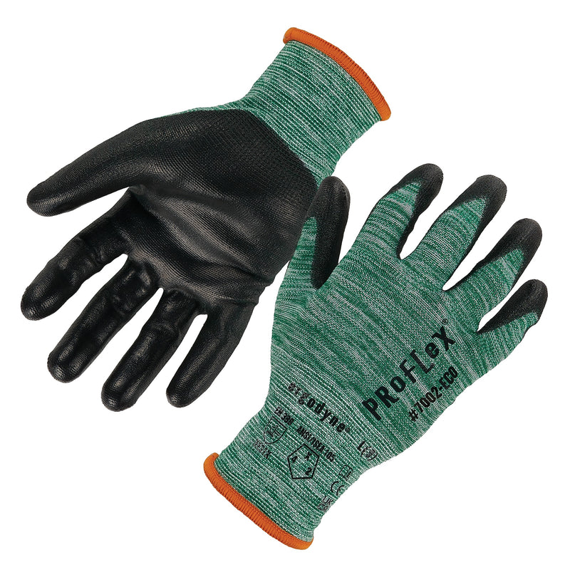 Ergodyne ProFlex 7002-ECO Recycled PU Coated Gloves, 15 Gauge, Green, Small (10562)