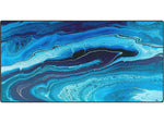 DENY Designs Azure Slices by Studio K Originals Anti-Slip Polyester Desk Pad, 15.5" x 31.5", Blue (84195-DSKMAT)