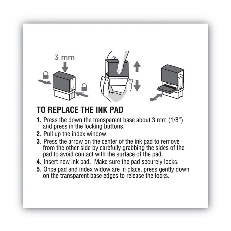 Replacement Ink Pad for 2000PLUS 1SI15P, 3" x 0.25", Red