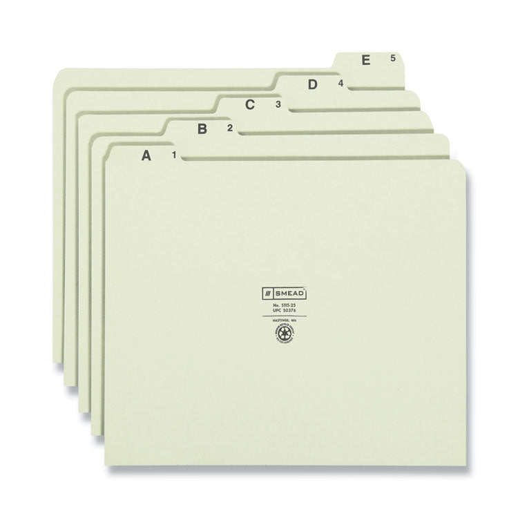 Alphabetic Top Tab Indexed File Guide Set, 1/5-Cut Top Tab, A To Z, 8.5 X 11, Green, 25/set
