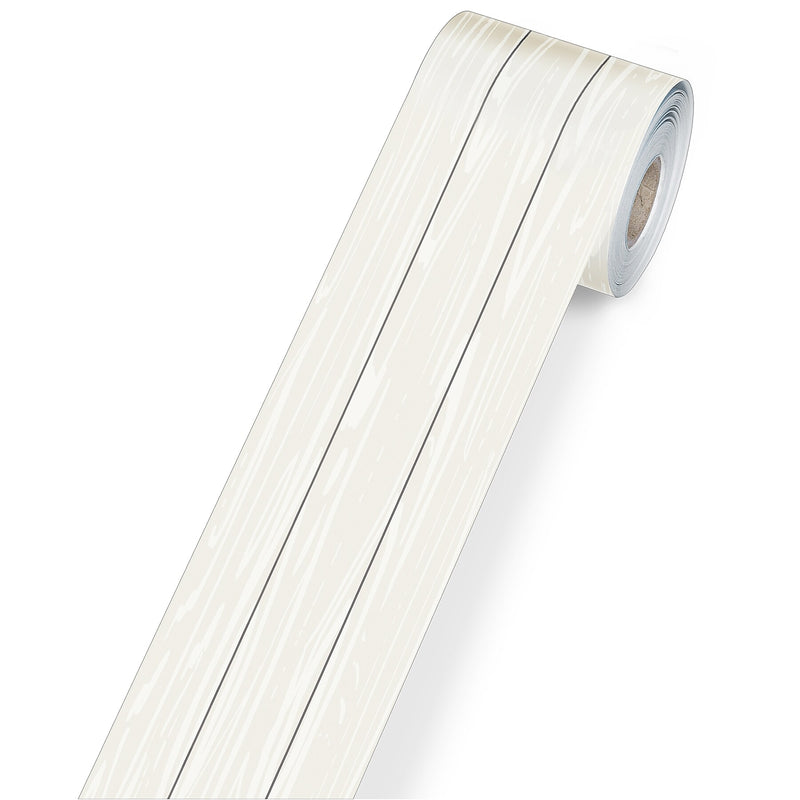 Carson Dellosa Education Rolled Straight Borders, 3"x 65', White Wood Grain, 3/Bundle (CD-108498-3)
