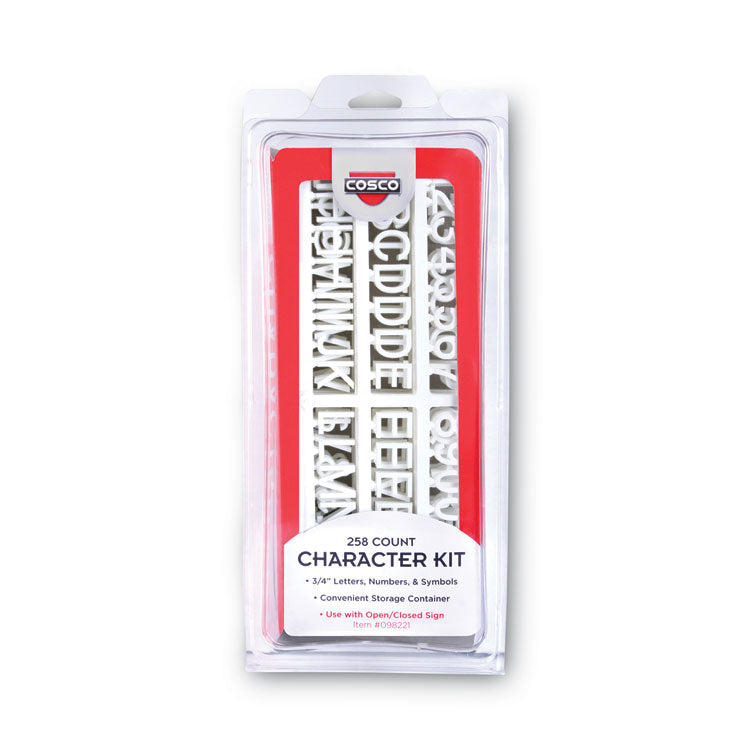 Message/Business Sign Character Kit with Letters, Numbers and Symbols, 0.75" Tall, White Characters, 258 Pieces