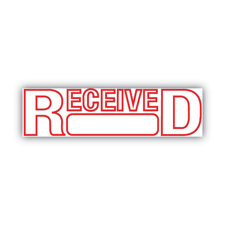 Green Line Message Stamp, Received, 1.5 x 0.56, Red