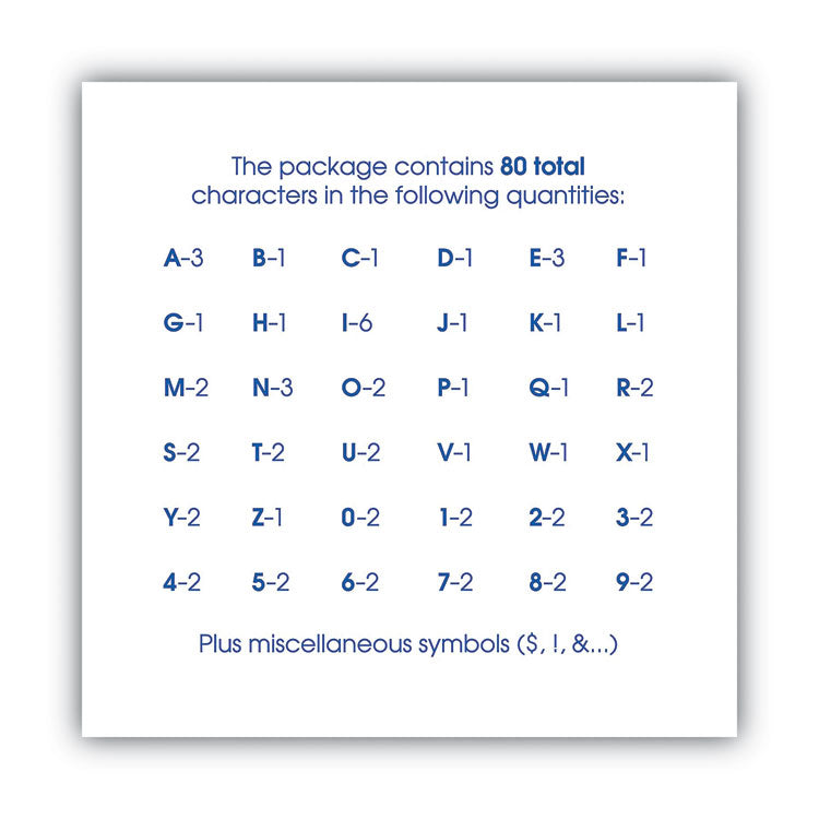 Peel-and-Stick Letters, Numbers and Symbols, 3" Tall, Black Characters, White Background, 80 Pieces