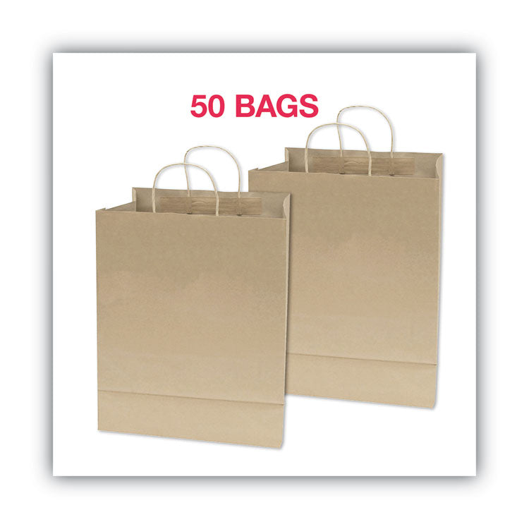 Premium Shopping Bag, Rope Handles, 10" x 4.5" x 13", Kraft, 50/Box