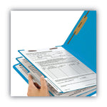 Colored End Tab Classification Folders with Dividers, 2" Expansion, 2 Dividers, 6 Fasteners, Letter Size, Blue, 10/Box