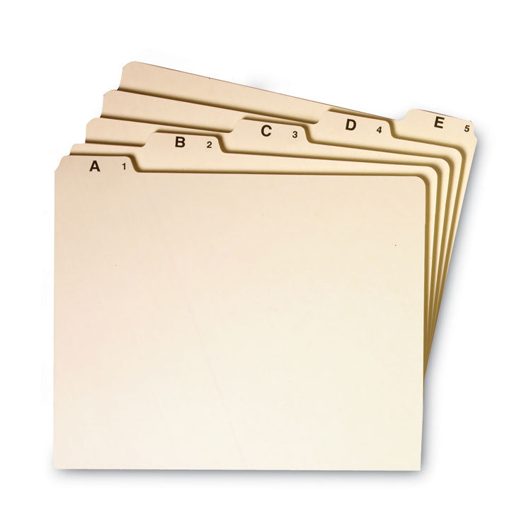 Alphabetic Top Tab Indexed File Guide Set, 1/5-Cut Top Tab, A To Z, 8.5 X 11, Manila, 25/set