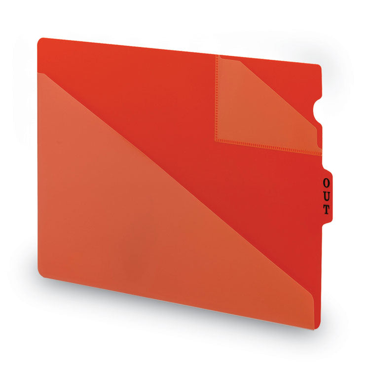 End Tab Poly Out Guides, Two-Pocket Style, 1/3-Cut End Tab, Out, 8.5 X 14, Red, 50/box