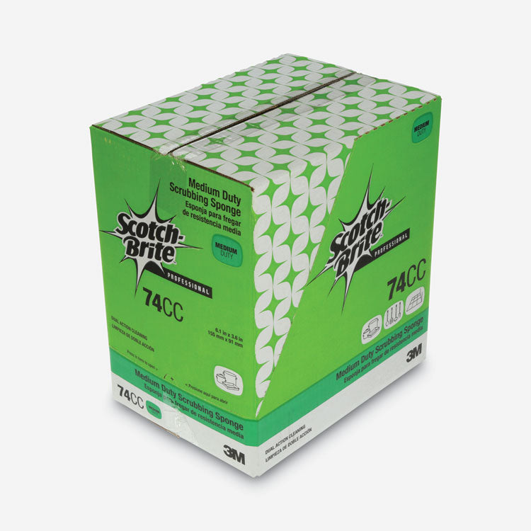 Medium-Duty Scrubbing Sponge, 3.6 X 6.1, 0.7" Thick, Yellow/green, 60/carton