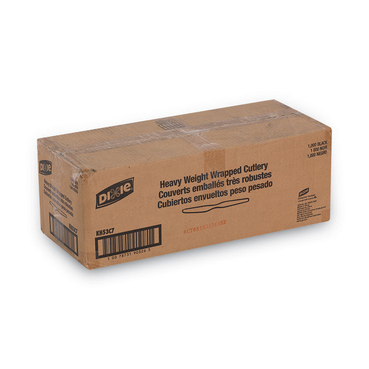 Individually Wrapped Heavyweight Knives, Plastic, Black, 1,000/Carton