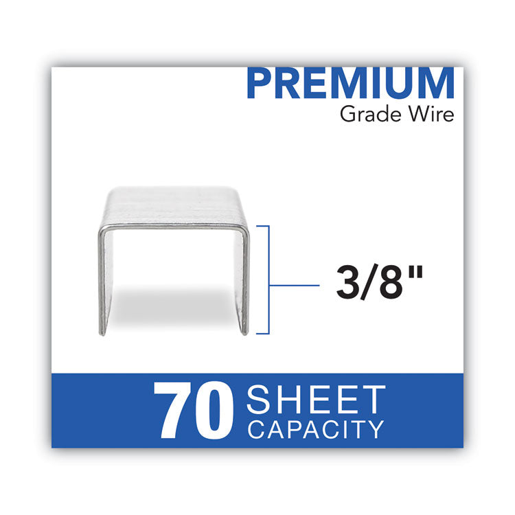 Optima High-Capacity Staples, 0.38" Leg, 0.5" Crown, Steel, 125/Strip, 20 Strips/Box
