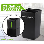 Alpine Industries Steel Trash Can with Square Lid, 29 Gallon, Black (ALP4450-KIT-BLK-S-TR)