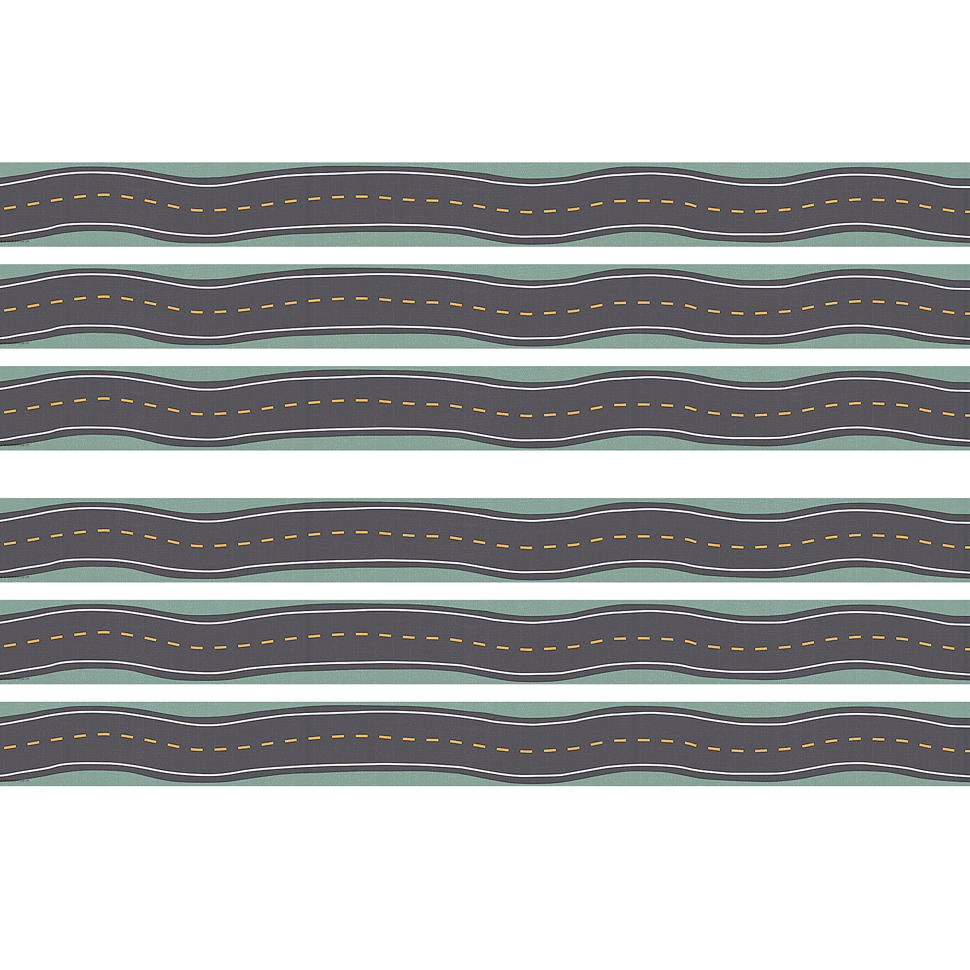 Teacher Created Resources Straight Border Trim, 3" x 2.92', Road Trip, 12/Pack, 6 Packs/Bundle (TCR9241-6)