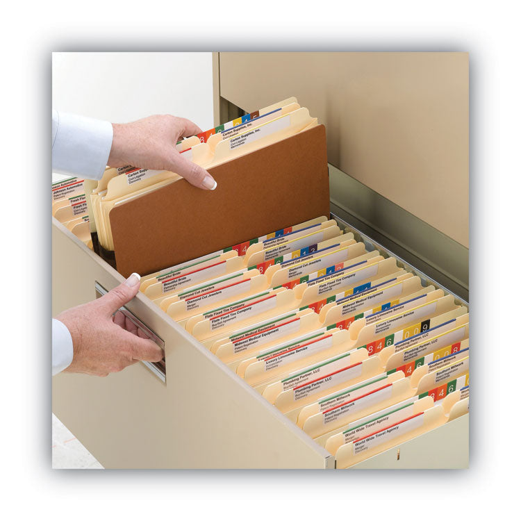 Recycled Top Tab File Pockets, 3.5" Expansion, Letter Size, Redrope, 25/Box