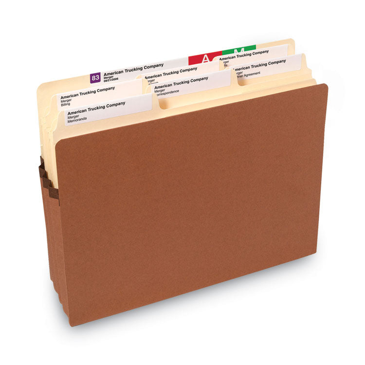 Recycled Top Tab File Pockets, 3.5" Expansion, Letter Size, Redrope, 25/Box