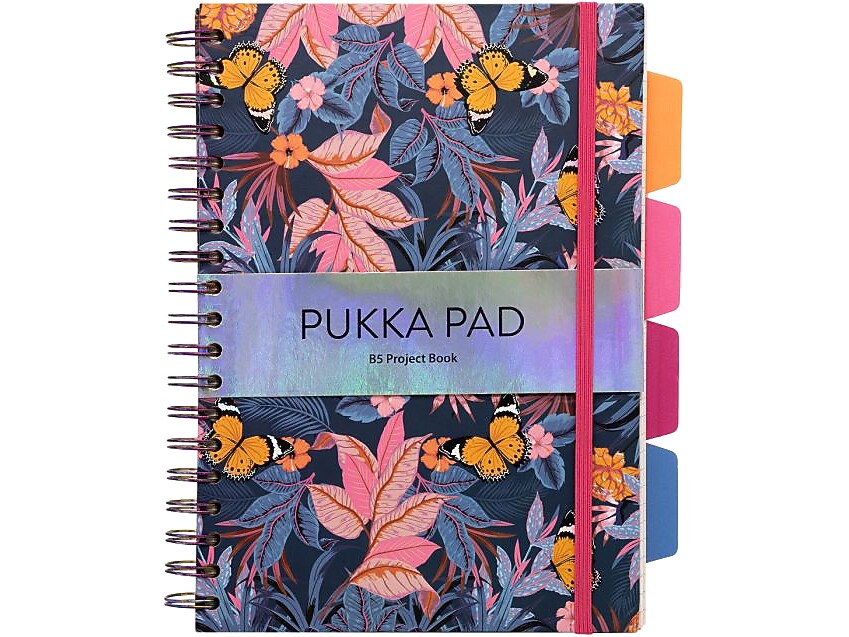 Pukka Pad Bloom 5-Subject Subject Notebooks, 6.9" x 9.8", College Ruled, 100 Sheets, Assorted Colors, 3/Pack (9494-BLM(ASST))