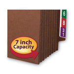 Heavy-Duty Redrope End Tab Tuff Pockets, 7" Expansion, Legal Size, Redrope, 5/box
