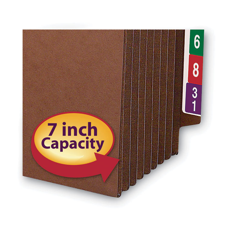 Heavy-Duty Redrope End Tab Tuff Pockets, 7" Expansion, Legal Size, Redrope, 5/box