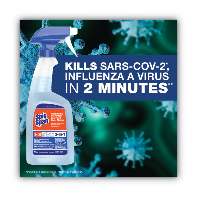 Disinfecting All-Purpose Spray And Glass Cleaner, Fresh Scent, 32 Oz Spray Bottle, 6/carton