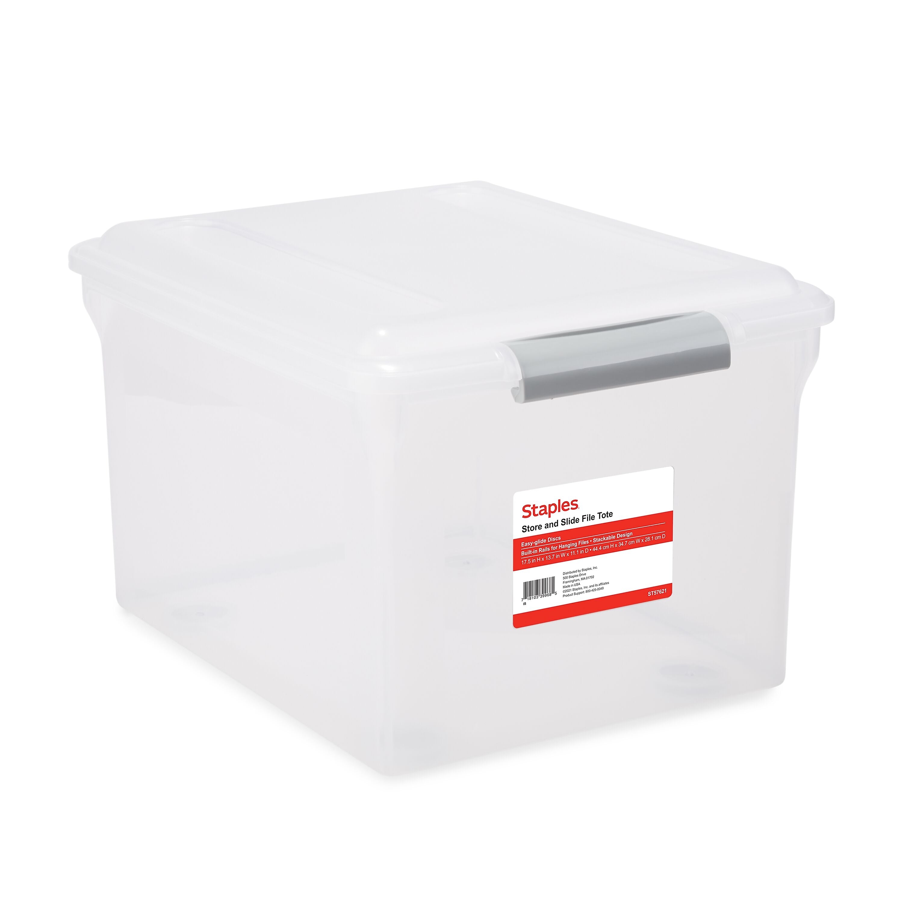 Staples Store & Slide Plastic File Box Latching, Letter/Legal Size, Clear (140167/139997)