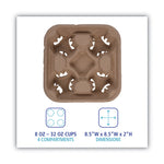 Cup Carrier Tray, 8 Oz To 32 Oz, Four Cups, Kraft, 300/carton