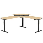 VersaDesk PowerLift 72"W Electric Corner Adjustable Standing Desk, Maple/Black (PLCSD7272-BM-APP)