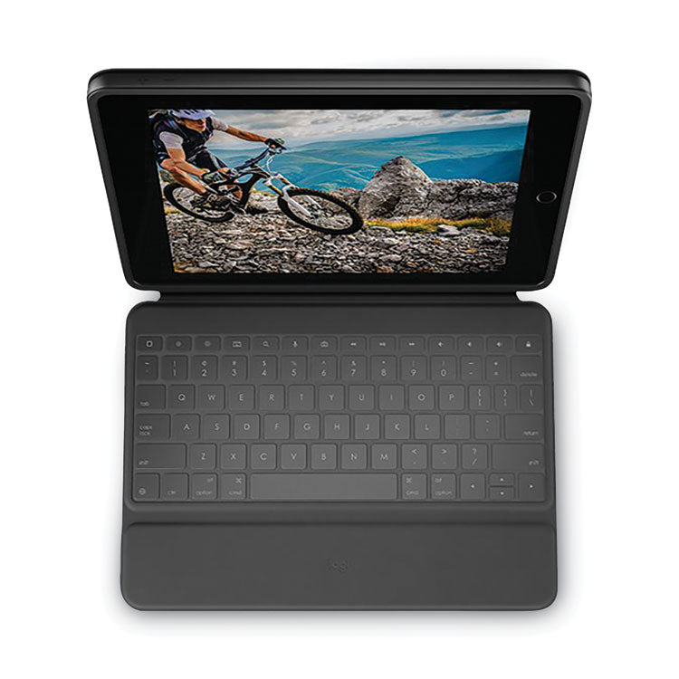 Rugged Folio Keyboard Case for iPad 7th/8th Gen, Gray
