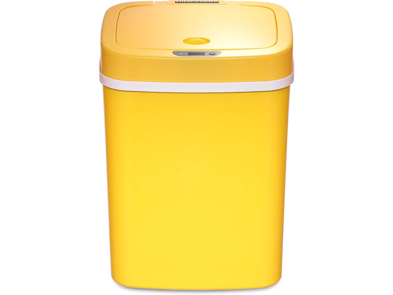 Nine Stars Plastic Sensor Trash Can, 3.2-Gallon, Yellow (DZT-12-5YL)